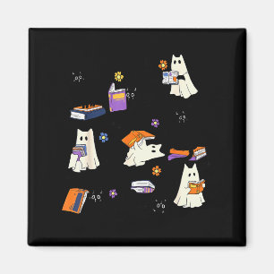 Íman Gato Fantasma Fofo Amante de Ler Livros Halloween
