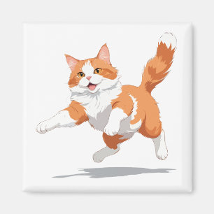 Íman Gato Feliz Brincadeira Pulando No Ar Alegre