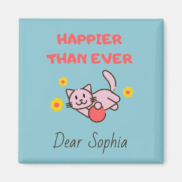 Íman Gato Feliz com Flores