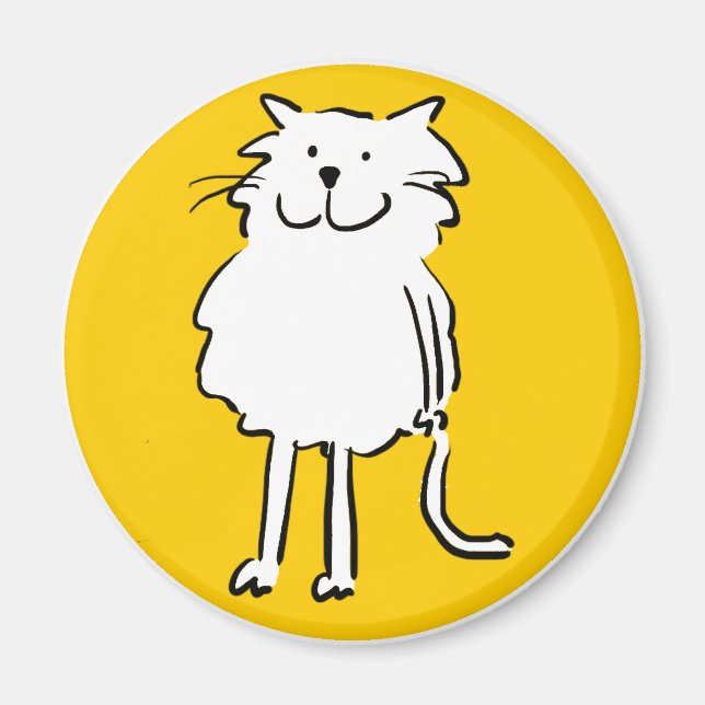 Íman Gato Feliz Sorridente como uma Ilustração de Desen (Frente)