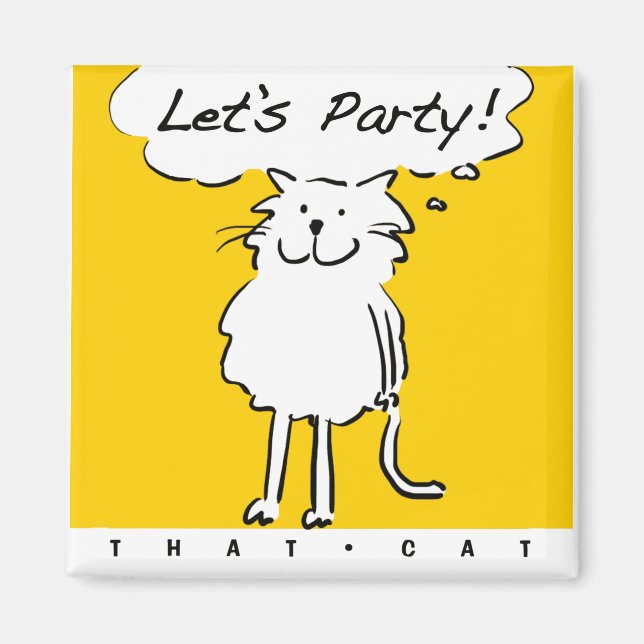 Íman Gato Feliz Sorridente como uma Ilustração de Desen (Frente)