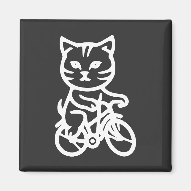 Íman Gato fofo andando de bicicleta (Frente)