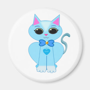 Íman Gato fofo azul claro elegante