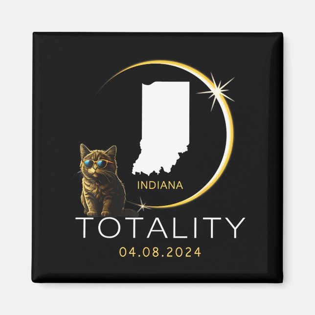 Íman Gato Fofo do Eclipse Solar Total de Indiana (Frente)