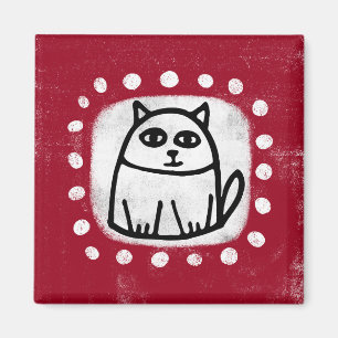 Íman Gato Fofo no Ímã de Geladeira Vermelho