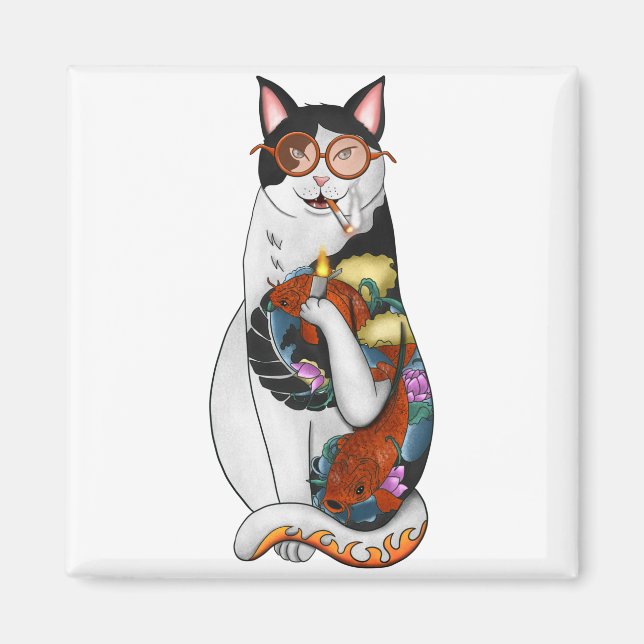 Íman gato fumando (Frente)