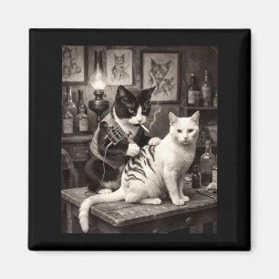 Íman Gato Fumando Tatuagem Vintage Gato Tatuado Artista