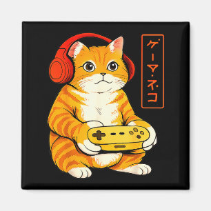 Íman Gato Gamer Japonês Presentes Engraçados de Jogos V
