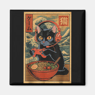 Íman Gato Gamer Kawaii Fofo Ramen Japonês Retro Engraça