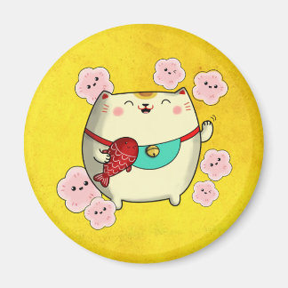 Íman Gato Gato De Maneki Neko, Cute Round