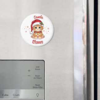Íman Gato Gengibre Divertido Chapéu de Papai Noel Natal