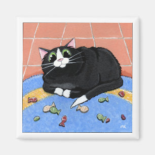 Íman Gato gordo e um tapete da arte do gato dos