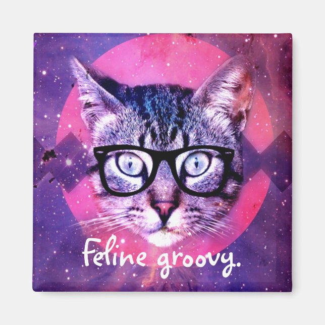 Íman Gato Groovy Ímã de Gato (Frente)
