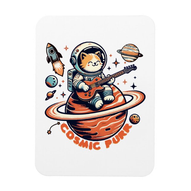Íman Gato Guitarrista Astro - Cosmic Purr (Vertical)