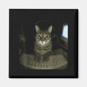 Íman Gato Hacker Meme Engraçado Gato de Computador Gati