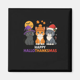 Íman Gato Halloween Natal Feliz Hallothanksmas Ação de 