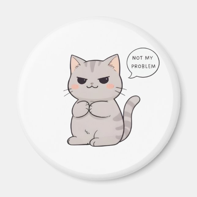 Íman Gato Impassível "Não é Meu Problema" Design Divert (Frente)