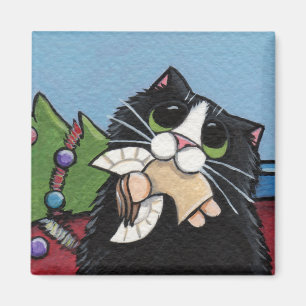 Íman Gato impertinente no ímã do Natal