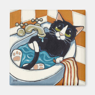 Íman Gato insolente que banha-se na ilustração do