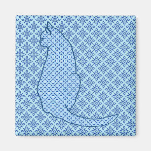 Íman Gato Japonês - Blue Kimono Impressão