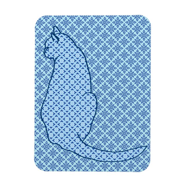 Íman Gato Japonês - Blue Kimono Impressão (Vertical)