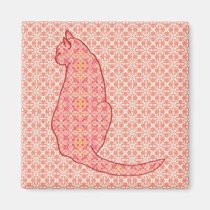 Íman Gato Japonês - Coral Orange Batik