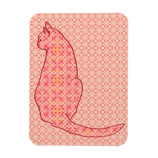 Íman Gato Japonês - Coral Orange Batik (Vertical)