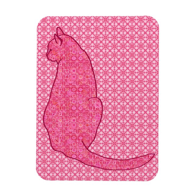 Íman Gato Japonês - Fúchsia Pink Batik (Vertical)