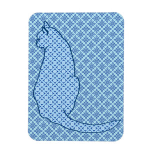 Íman Gato japonês - impressão azul do quimono