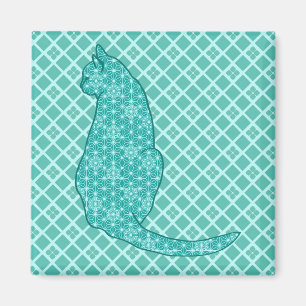 Íman Gato Japonês - Turquoise Kimono Impressão