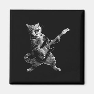 Íman Gato Jogando Violão Rock E Roll Rock Star Para Hom