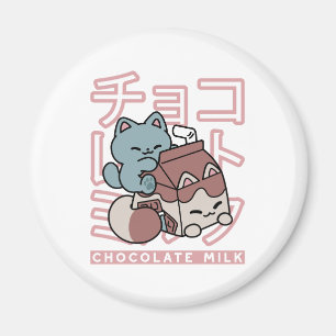 Íman Gato Kawaii com Leite de Chocolate – Arte Pop Japo