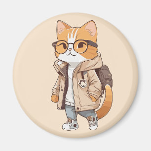 Íman Gato Kawaii Fofo com Roupa Elegante