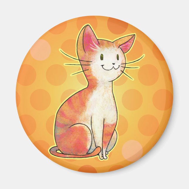 Íman Gato Laranja com Magneta Ponto (Frente)
