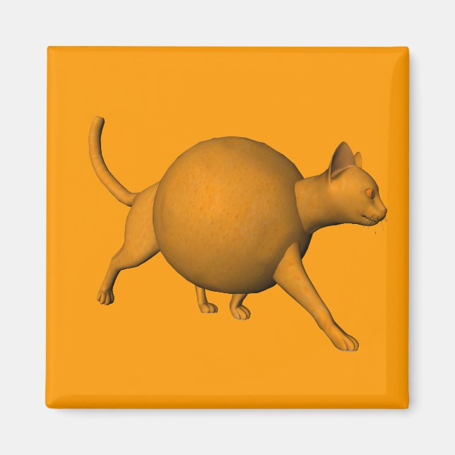 Íman Gato Laranja Engraçado (Frente)