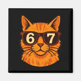 Íman Gato Laranja Engraçado Sungles 67 Seis Sete Meme