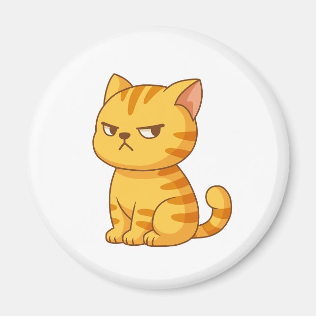 Íman Gato Laranja Mal-Humorado Listrado (Frente)