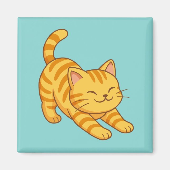 Íman Gato Laranja Tabby Esticado Verde (Frente)