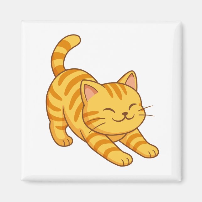 Íman Gato Laranja Tabby Esticando (Frente)