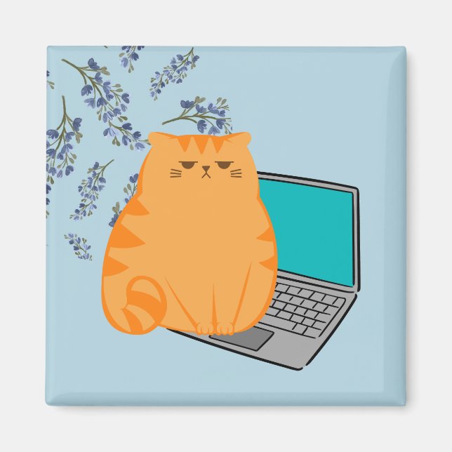 Íman Gato Laranja Trabalhando (Frente)