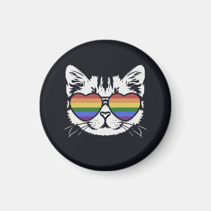 Íman Gato legal com Óculos de Sinalizador LGBT de Orgul