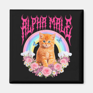 Íman Gato Macho Alfa Kitten Engraçado Floral Arco-íris 