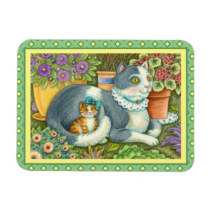 ÍMAN GATO-MÃE E COZINHO, FLORES, ARCOS E LACE