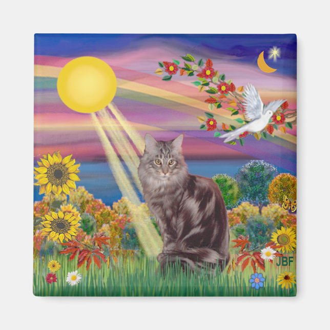 Íman Gato Maine Coon 10 - Sol de Outono (Frente)