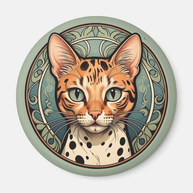 Íman Gato Malhado Art Nouveau (Frente)
