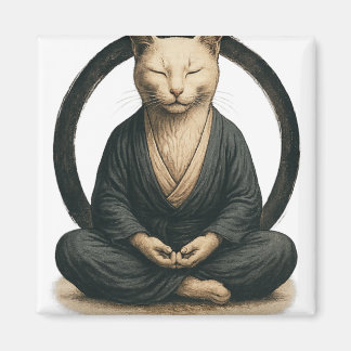 Íman Gato Meditando Zen – Arte de Yoga Mindfulness do C