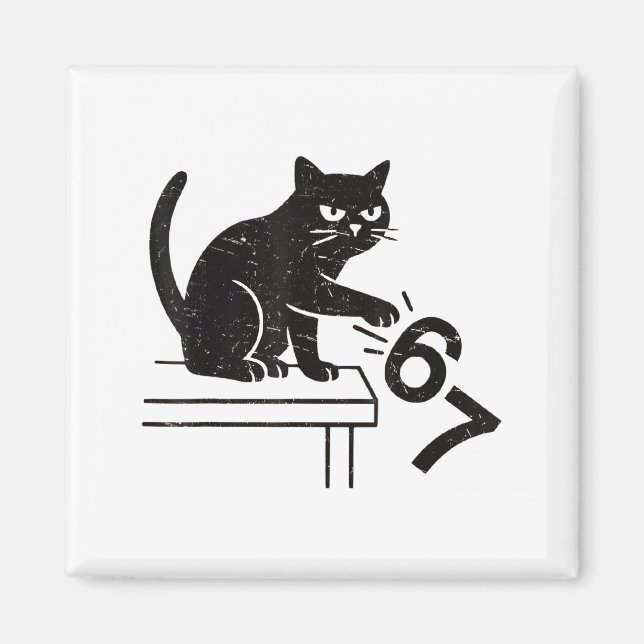 Íman Gato meme engraçado 6 7 derrubando 67  (Frente)