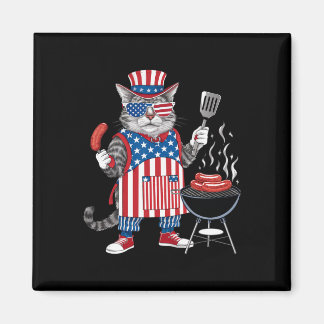 Íman Gato Meowica 4 De Julho Gato Bandeira Americana Ga