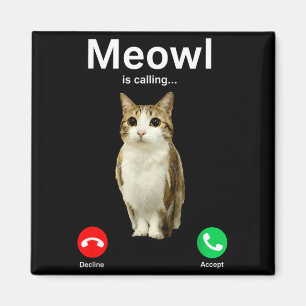 Íman Gato Meowl Chamando Coruja Cursed Internet Engraça