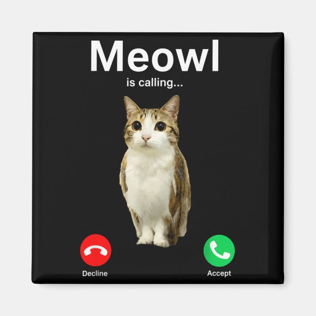Íman Gato Meowl Chamando Coruja Cursed Internet Engraça (Frente)